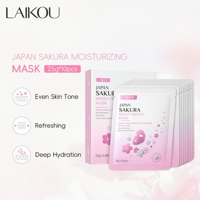 Tấm mặt nạ dưỡng ẩm LAIKOU Sakura Even Skin Tone Boost Radiance 25g * 10 chiếc