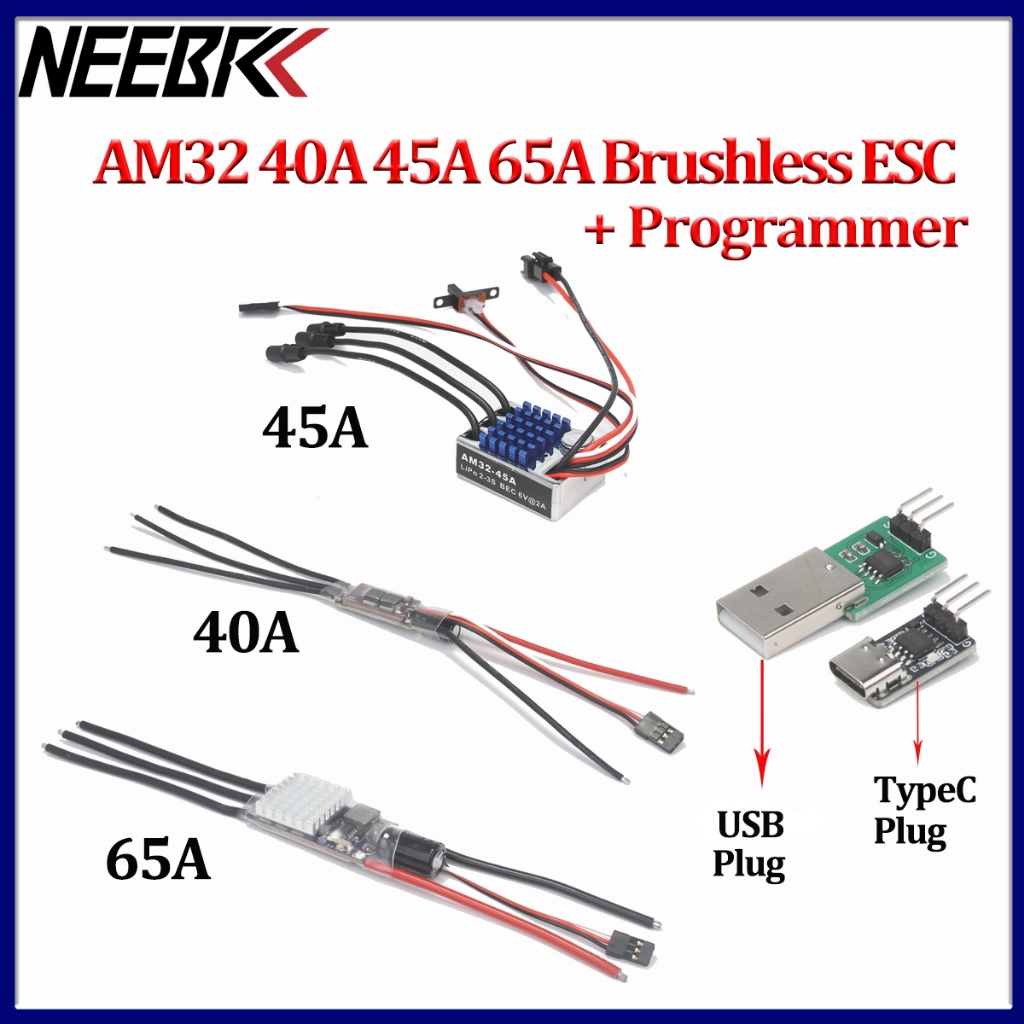 Mới NEEBRC AM32 40A 45A 65A Không Chổi Than ESC Outrunner Chống Thấm Nước ESC Với Lập Trình Viên Cho
