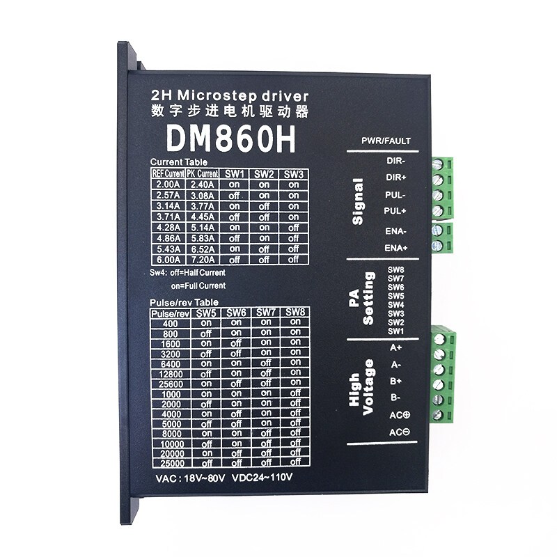 Bước Motor 2H Microstep Driver DM860 24V-72V cho Nema 23 Nema34 Trình điều khiển bước DM860H