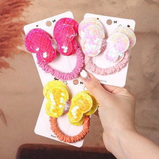 Set 2 Dây Cột Tóc Co Giãn Đính Kim Sa Thời Trang Cho Nữ
