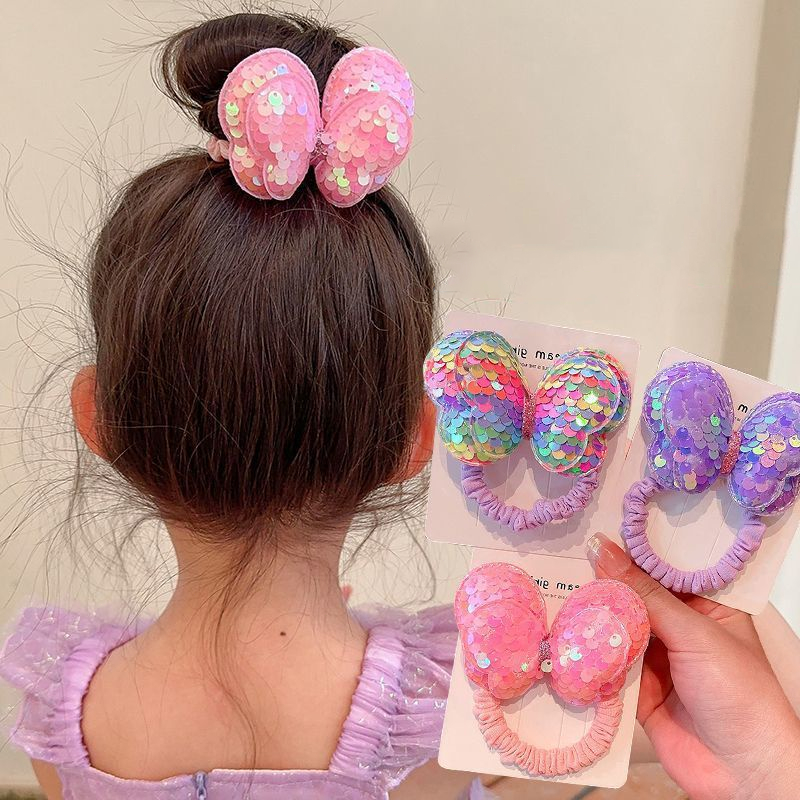 Set 2 Dây Cột Tóc Co Giãn Đính Kim Sa Thời Trang Cho Nữ