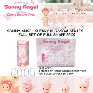 Bộ đầy đủ 5 chiếc (4 nhân vật + 1 bí mật) Sonny Angel Cherry Blossom Series Mini nhân vật Mũ đội đầu Series Đồ trang trí máy tính để bàn di động dễ thương