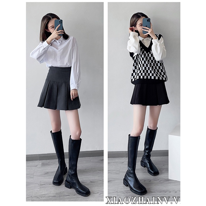 Xiaozhainv Chân váy chữ lưng cao xếp ly thời trang mùa hè Hàn Quốc 3 màu tùy chọn 0704 | BigBuy360 - bigbuy360.vn