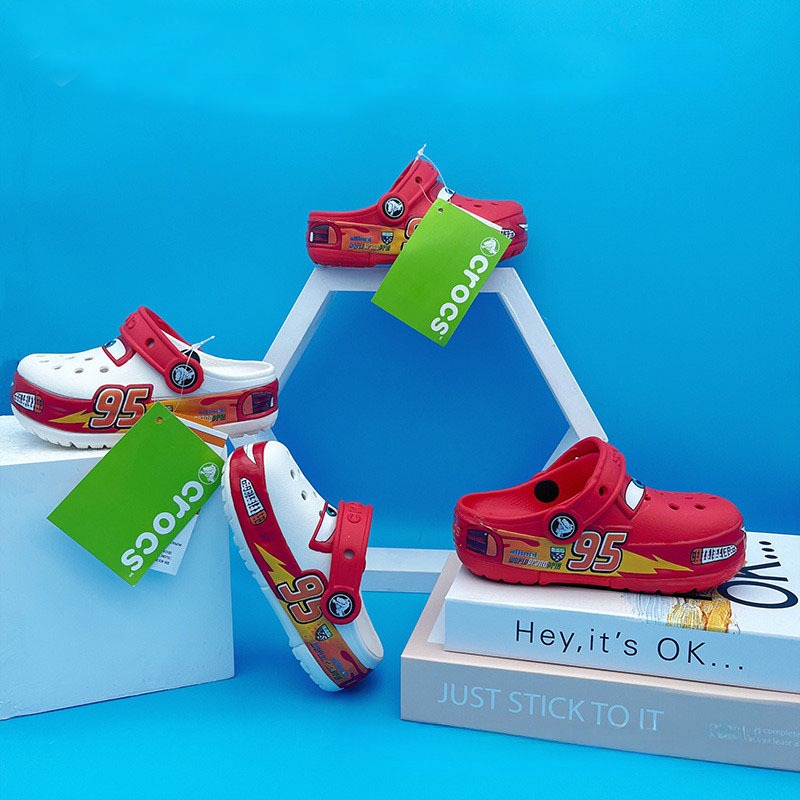 Hoạt Hình Thoáng Mát Chiếu Sáng Bé Trai Cross McQueen Lỗ Ô Tô Giày Trẻ Em Trẻ Em Chống Trơn Trượt Dạ