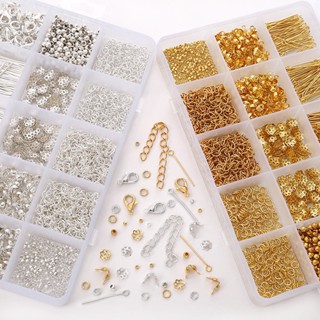 [NCC] 1260 cái phụ kiện trang sức kim loại trong 15 hộp DIY - làm vòng cổ và bông tai