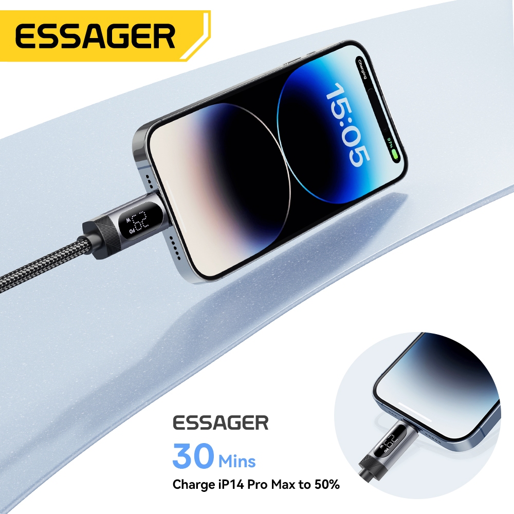 Cáp dữ liệu sạc nhanh Essager USB-C sang L 29W Công suất hiển thị kỹ thuật số | BigBuy360 - bigbuy360.vn