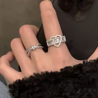 Nhẫn zircon tình yêu, thiết kế nhỏ, cao cấp, đeo nhẫn ngón trỏ, xa xỉ, có thể điều chỉnh.