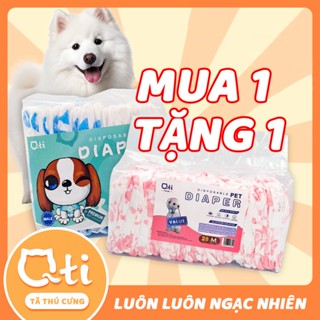 【Mua 1 Tặng 1】Qti Tã dùng một lần cho chó cưng dành cho chó cái và đực có màn hình hiển thị mức nước tiểu (1 Gói/ 12-17 chiếc)
