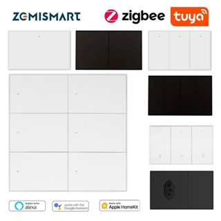 Công tắc đèn trung tính Zemismart Zigbee 1 / 2 / 3 / 4 / 6Gang / 2gang + 10A Outlet / 20A Ổ cắm / Bộ ngắt rèm Alexa Siri Voice Tuya APP Hẹn giờ hoạt động với Homekit qua ZMHK01 / Matter M1 / M6 Hub