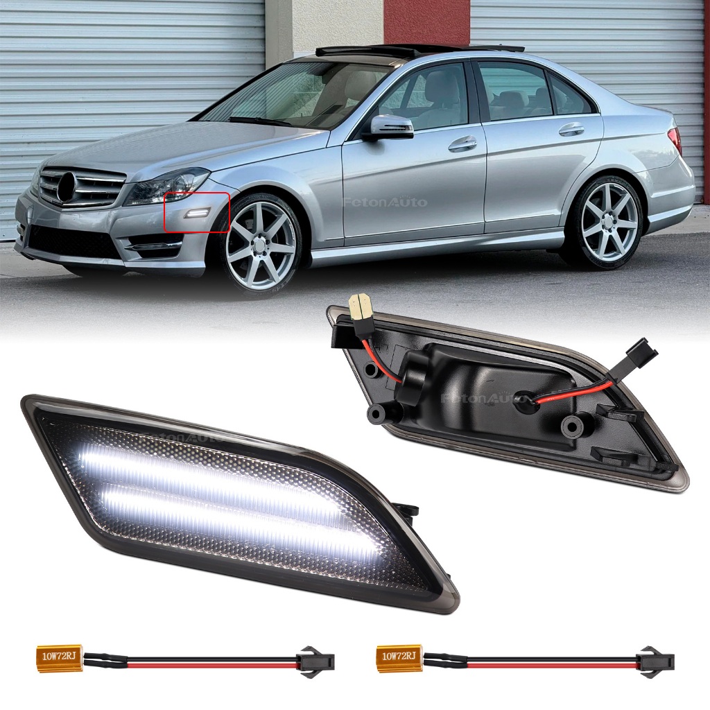 2 Chiếc Cho Benz W204 C-Class 2012~2014 C250 C300 C350 C63 AMG Đế Sedan Phía Trước Hổ Phách Led Fend