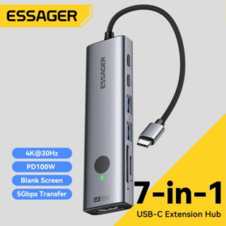 Essager 7 trong 1 Type C Hub 4K Đầu nối HDMI MBk tương thích với đầu đọc thẻ SD / TF và ổ đĩa Flash USB, Đĩa cứng có thể tháo rời, Bàn phím