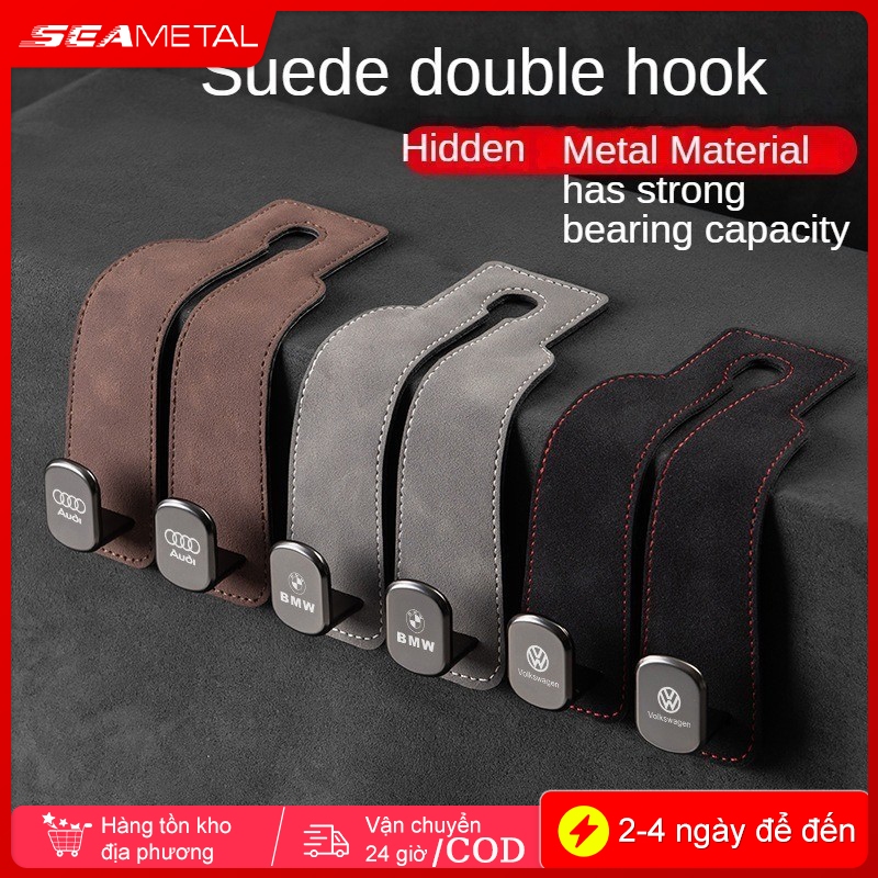 SEAMETAL 2 Móc Dụng Cụ Ô Tô Móc Kim Loại Móc Treo Ghế Ô Tô Lưng Móc Đôi Ghế Sau Móc Da Lộn Móc Cho Xe Ô Tô Phụ Kiện Nội Thất
