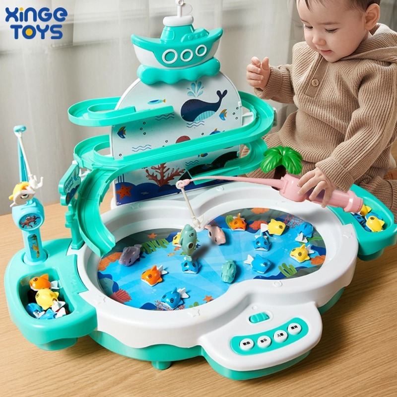 Đồ chơi trò chơi câu cá từ tính, Trò chơi bảng xoay có nhạc Bao gồm 20 con cá và 6 cột câu cá, Đồ ch