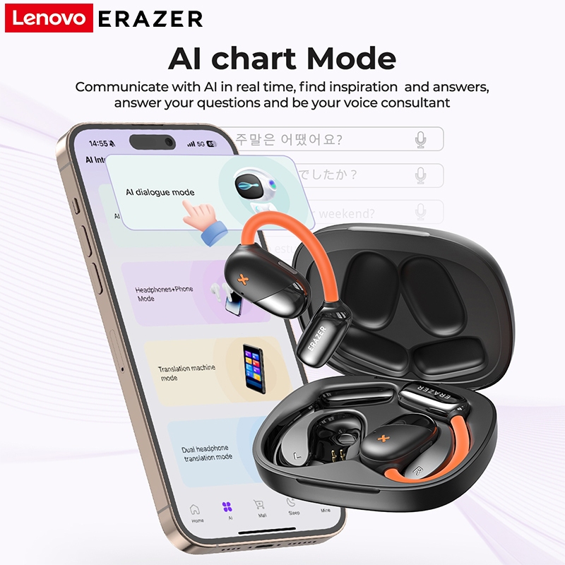 ERAZER XF33 AI Dịch Thông Minh Tai Nghe Bluetooth Màn Hình Cảm Ứng LED Tai Nghe Không Dây Bluetooth 5.4 Định Vị Tự Động Tai Nghe Thể Thao Kinh Doanh IPX5 Chống Nước | BigBuy360 - bigbuy360.vn