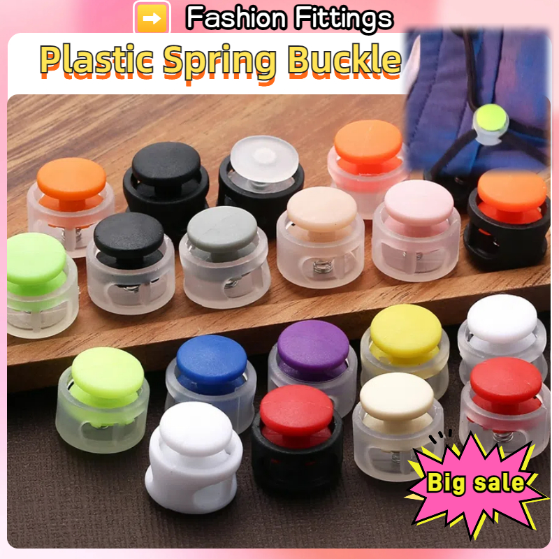 Màu Nhựa Mùa Xuân Khóa Đôi Lỗ Hình Trụ Lợn Mũi Khóa Dây Đàn Hồi Dừng Trượt Khóa Nắp Đàn Hồi