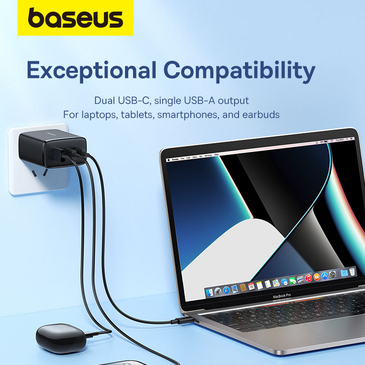 Bộ sạc USB Type C sạc nhanh Baseus 65W GaN cho máy tính xách tay, forTablets | BigBuy360 - bigbuy360.vn