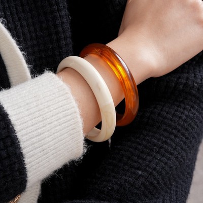 Dreje Vòng tay đơn giản bằng nhựa tròn retro khí chất thời trang và đa năng trang sức tay