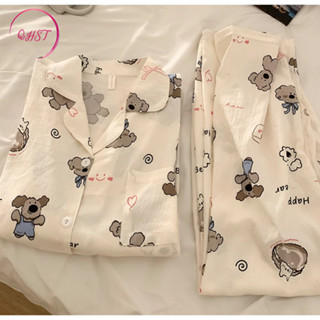 QHST Bộ Đồ Ngủ Nữ Puppy Cara Cloud Cotton Quần Dài Tay Nhập Khẩu