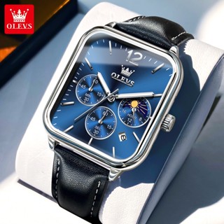 Olevs Đồng hồ nam chính hãng chống nước thép không gỉ đa chức năng dạ quang lịch quartz màu bạc 9914