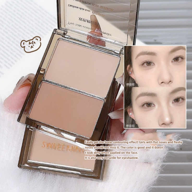 Minhzee đĩa cắt tỉa độ bóng cao lấp lánh mờ bóng mũi phấn má hồng tất cả trong một đĩa ba màu ba trong một