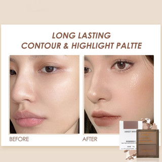 Minhzee đĩa cắt tỉa độ bóng cao lấp lánh mờ bóng mũi phấn má hồng tất cả trong một đĩa ba màu ba trong một
