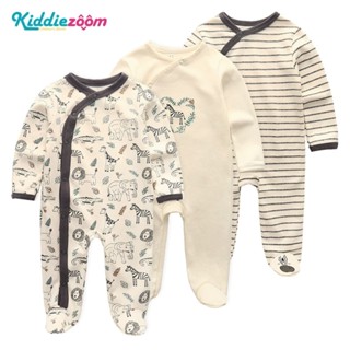  Kiddiezoom 3Áo Liền Quần Cho Bé Hoạt Hình In Sơ Sinh Bé Trai Jumpsuit Trẻ Bé Gái Quần Áo Bông Onesie 
