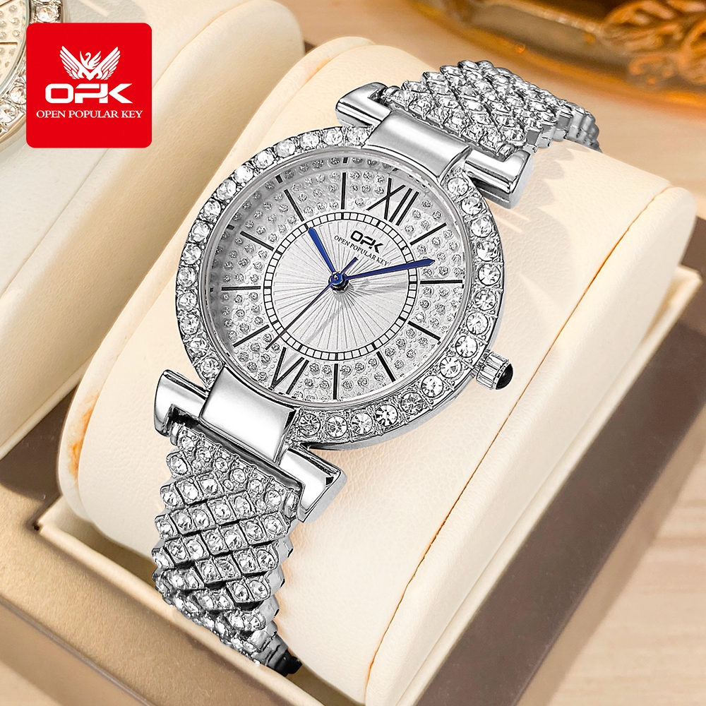 OPK Đồng hồ nữ Chống nước Chính hãng Thạch anh Đính đá 8618
