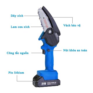 Máy cưa xích Mini không dây 4 Inch Máy cưa xích nhỏ có khóa an toàn, Cắt cành cây di động Cắt gỗ