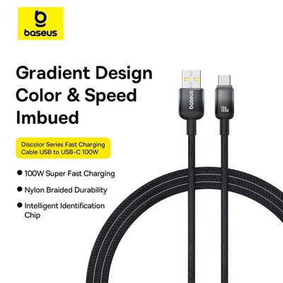 Cáp sạc nhanh Baseus Discolor Series 100W USB sang USB-C