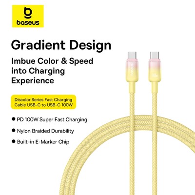 Cáp sạc nhanh Baseus Discolor Series 100W USB-C sang USB-C