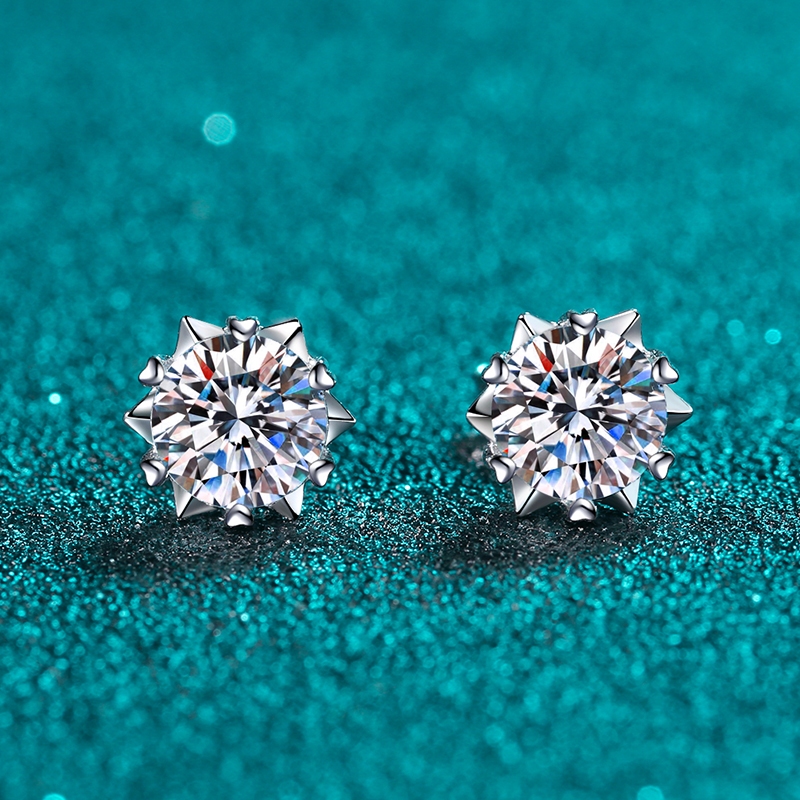 0.5ct 1ct 2ct Real Moissanite Bông Tai Cưới Cho Nữ Chứng Nhận S925 Đính Hôn