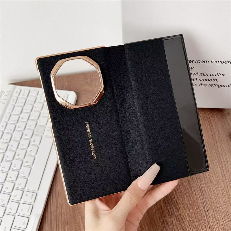 Ví Da Cho Huawei Mate XT Ultimate Ốp Lưng Khung Mạ Cửa Sổ Thông Minh