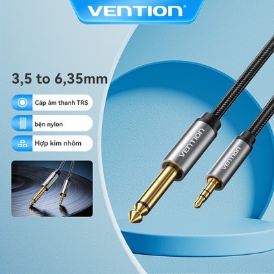 Vention TRS 3.5mm Nam đến TS 6.35mm Cáp âm thanh nam bằng hợp kim nhôm có vỏ bện nylon
