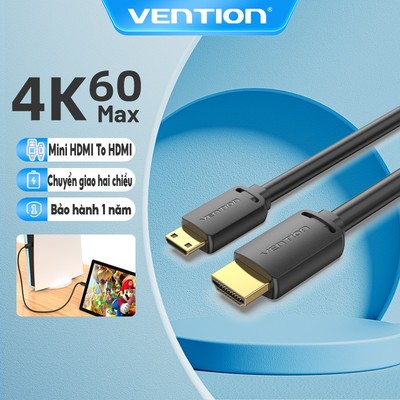 Cáp HDMI Vention Mini HDMI Sang HDMI 4K 60Hz nam đến nam cáp cho máy ảnh Laptop PS5 Switch