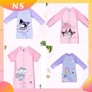 Bé gái 3-11 tuổi Thiết kế in hình nàng tiên cá Kawaii mới 1 chiếc Rashguard, Đồ bơi khô nhanh