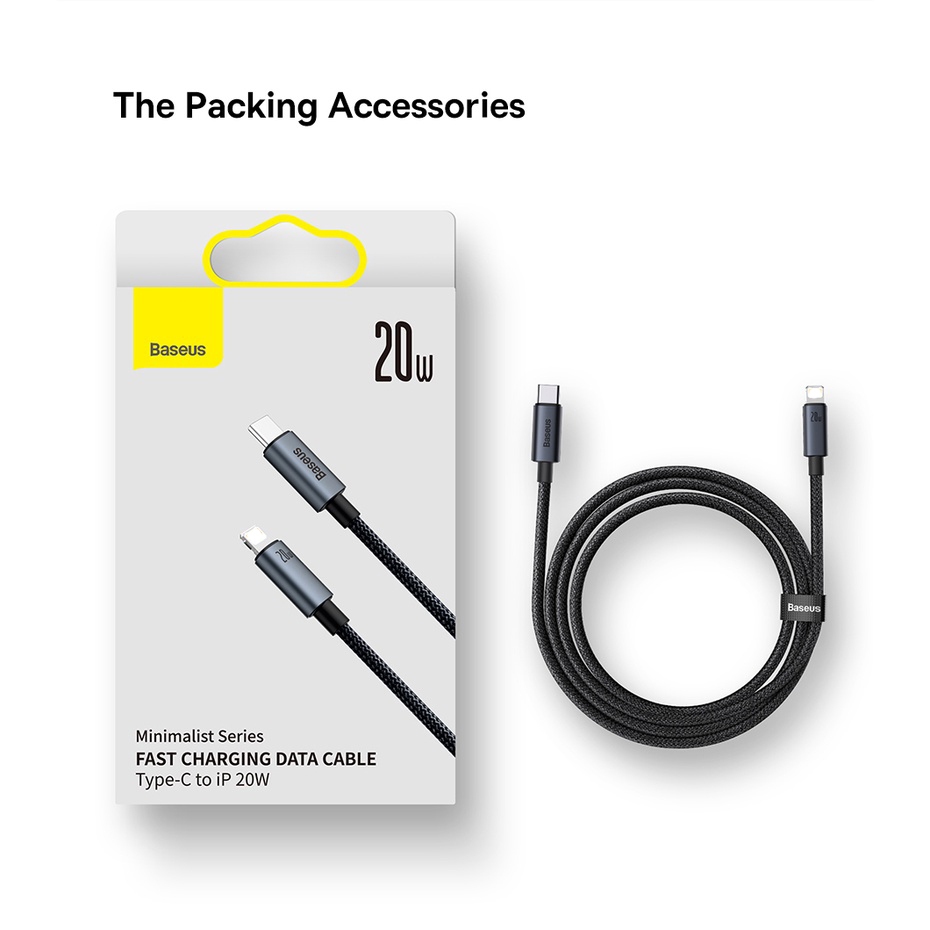 Dây cáp sạc nhanh BASEUS PD 20W USB-C thích hợp cho Phone | BigBuy360 - bigbuy360.vn