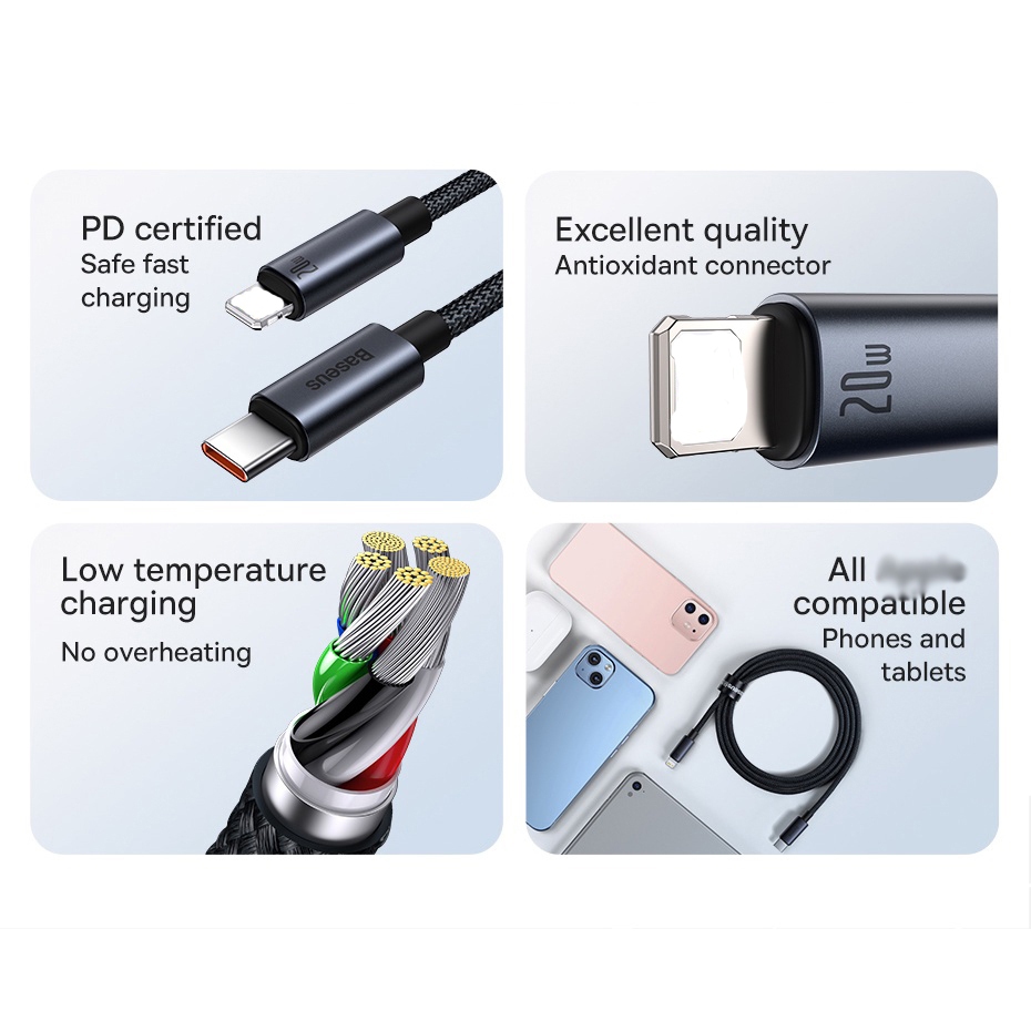 Dây cáp sạc nhanh BASEUS PD 20W USB-C thích hợp cho Phone | BigBuy360 - bigbuy360.vn