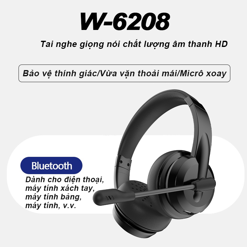 Tai nghe Bluetooth SPRISE W6208 khử tiếng ồn không dây Cuộc gọi hội nghị Xoay âm thanh nổi với băng đô / Mic có thể điều chỉnh | BigBuy360 - bigbuy360.vn