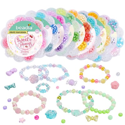 12 Lưới Acrylic Hạt Hoa Hồng Công Chúa Series Hoa Mai Hộp Cho Trẻ Em DIY Trang Sức Vòng Cổ Và Vòng Tay Làm