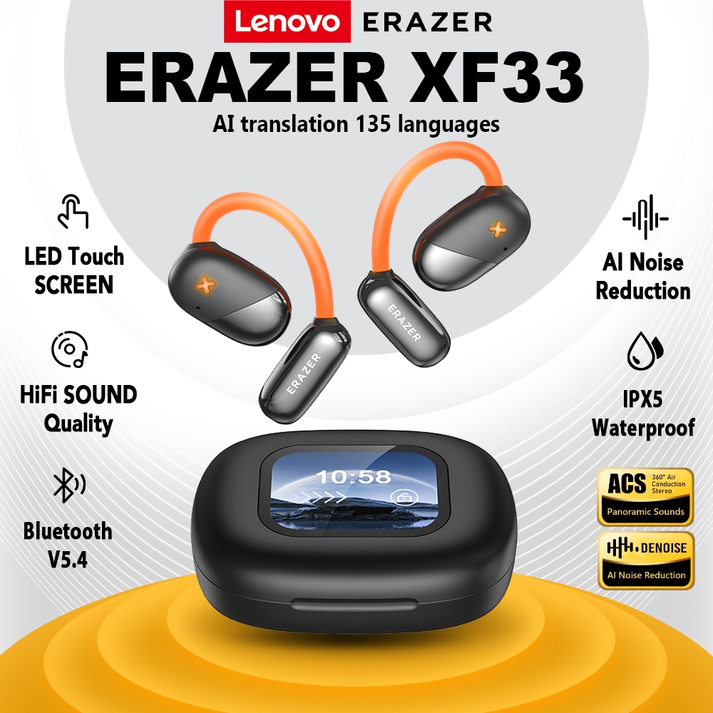 ERAZER XF33 AI Dịch Thông Minh Tai Nghe Bluetooth Màn Hình Cảm Ứng LED Tai Nghe Không Dây Bluetooth 5.4 Định Vị Tự Động Tai Nghe Thể Thao Kinh Doanh IPX5 Chống Nước | BigBuy360 - bigbuy360.vn