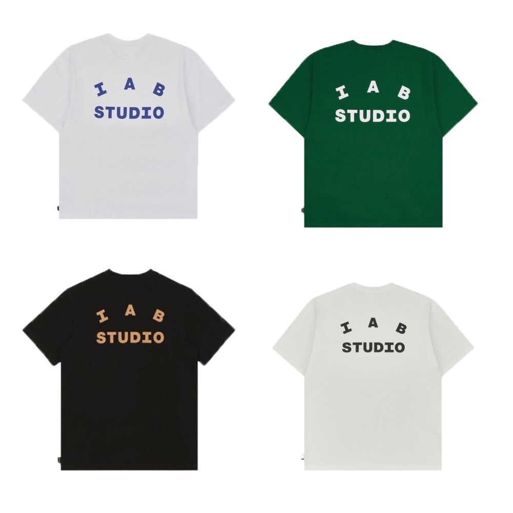 Iab STUDIO Hàn Quốc Dạo Phố In Chữ Thể Thao Rời Cotton Nguyên Chất Cổ Tròn Áo Thun Tay Ngắn