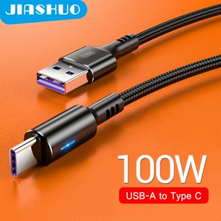  Dây Cáp Sạc Nhanh JIASHUO 100W USB sang Type C Với Đèn LED Cho Samsung Xiaomi Mi Oppo Vivo 