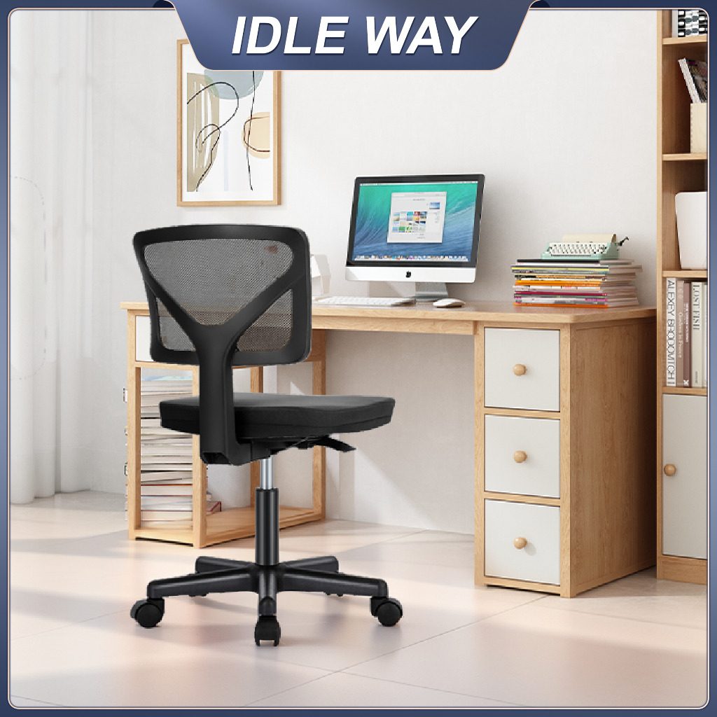 Ghế ngồi học Ghế máy tính ghế văn phòng không tay ghế xoay thoải mái tựa lưng có thể điều chỉnh màu đen