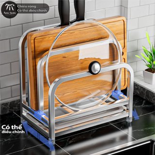 Kệ để dao thớt, giá đỡ nắp nồi thép chống gỉ, kệ để dao kéo nhà bếp, giá để dao thớt, giá để nắp nồi, giá để vung thớt, nắp nồi, kệ đựng dao thớt có khay hứng nước thừa