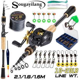  Bộ cần câu bằng kính thiên văn Sougayilang 1.6M   1.8M   2.1M Cần câu bằng sợi Carbon với cuộn mồi 7.2: 1 Trọn bộ dụng cụ câu cá Dây PE cho nước biển   nước ngọt 