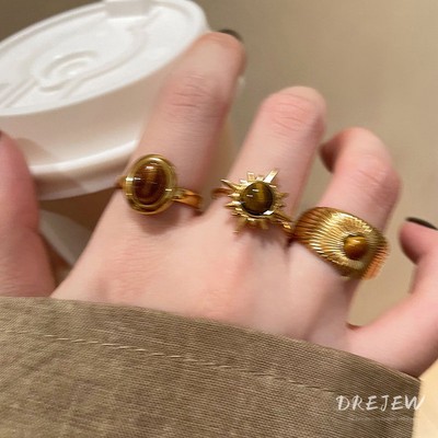 DREJEW Maill hình bầu dục mở nhẫn nữ thích hợp thiết kế đơn giản cảm giác ngón trỏ nhẫn mọi thứ với khí chất nhẹ trang sức tay sang trọng bán buôn