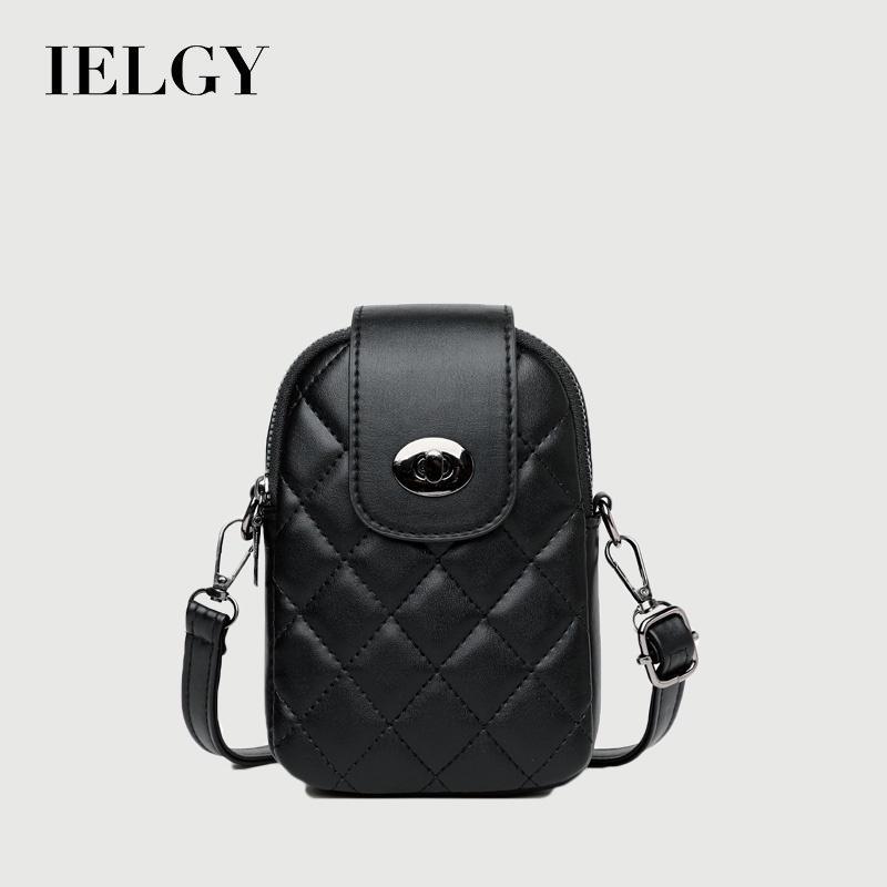 Túi điện thoại di động hình thoi đen thời trang dành cho nữ IELGY