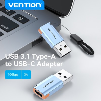 Vention USB 3.1 Sang Loại C Adapter 5V 3A 10Gbps Nam Nữ Móc Khóa Dây Mạ Niken Chuyển Đổi Cho Laptop PC Android