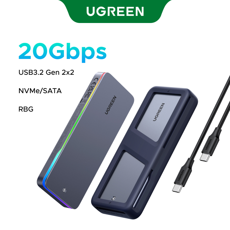 Hộp đựng ổ cứng SSD UGREEN 20Gbps M2 M.2 NVMe SATA SSD Enclosure Adapter USB 3.2 Gen2 | BigBuy360 - bigbuy360.vn
