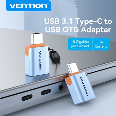 Vention Type C sang USB 3.0 Bộ chuyển đổi OTG Nam sang Nữ Móc khóa Dây mạ niken 10Gbps 3A USB C Bộ chuyển đổi cho máy tính xách tay Điện thoại di động